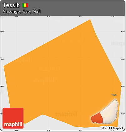 Political Simple Map of Tessit, single color outside