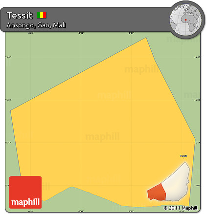 Savanna Style Simple Map of Tessit, single color outside
