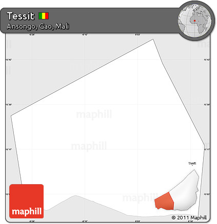 Silver Style Simple Map of Tessit, single color outside