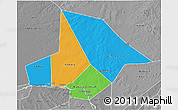 Political 3D Map of Bourem, desaturated
