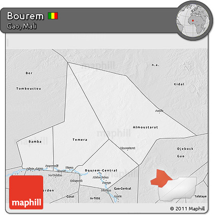 Silver Style 3D Map of Bourem