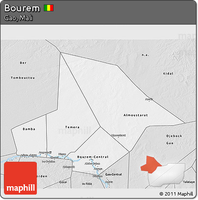 Silver Style 3D Map of Bourem
