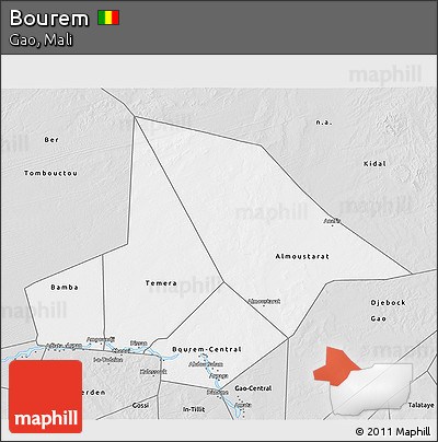 Silver Style 3D Map of Bourem