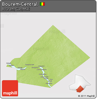 Physical 3D Map of Bourem-Central, cropped outside