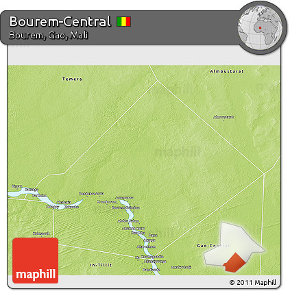 Physical 3D Map of Bourem-Central