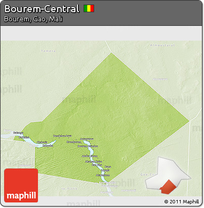 Physical 3D Map of Bourem-Central, lighten
