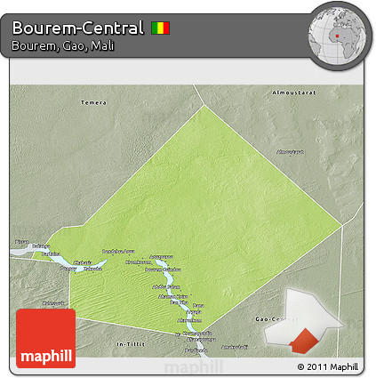 Physical 3D Map of Bourem-Central, semi-desaturated