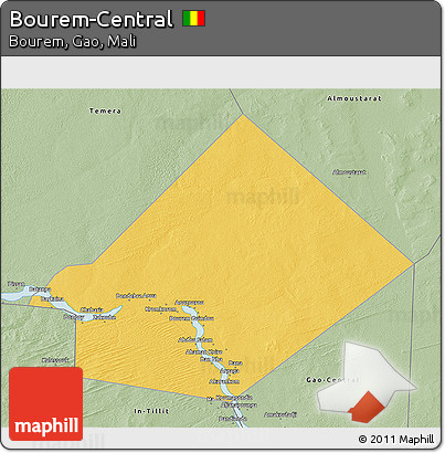 Savanna Style 3D Map of Bourem-Central
