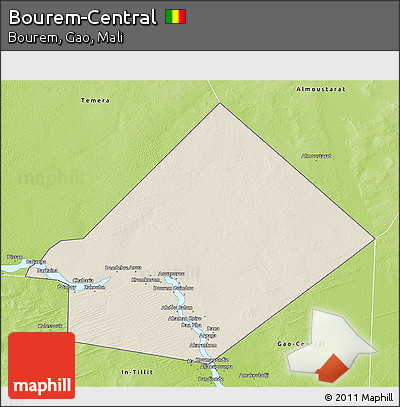 Shaded Relief 3D Map of Bourem-Central, physical outside