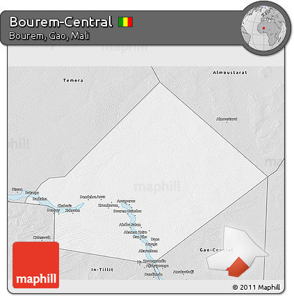Silver Style 3D Map of Bourem-Central