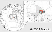 Blank Location Map of Bourem-Central, highlighted country, highlighted grandparent region, within the entire country
