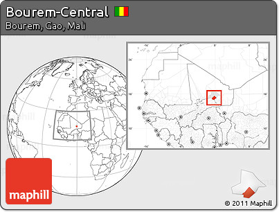 Blank Location Map of Bourem-Central, highlighted parent region, within the entire country