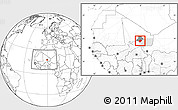 Blank Location Map of Bourem-Central, highlighted parent region, highlighted grandparent region, within the entire country