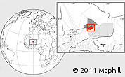 Blank Location Map of Bourem-Central, highlighted parent region, highlighted grandparent region