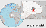 Gray Location Map of Bourem-Central, highlighted country, highlighted parent region