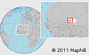 Gray Location Map of Bourem-Central, highlighted grandparent region, within the entire country