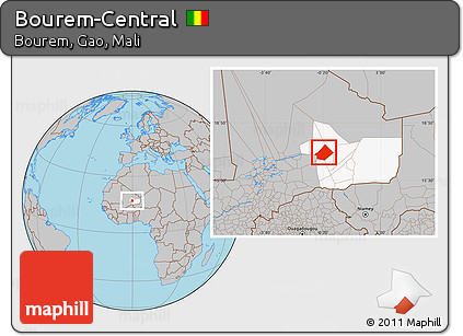 Gray Location Map of Bourem-Central, highlighted grandparent region