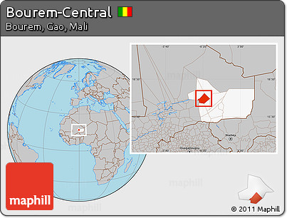 Gray Location Map of Bourem-Central, highlighted grandparent region