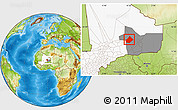 Physical Location Map of Bourem-Central, highlighted country, highlighted grandparent region