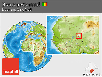 Physical Location Map of Bourem-Central, highlighted parent region, within the entire country