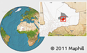Satellite Location Map of Bourem-Central, highlighted country, highlighted parent region