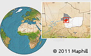 Satellite Location Map of Bourem-Central, highlighted parent region, highlighted grandparent region