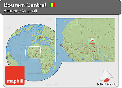 Savanna Style Location Map of Bourem-Central, highlighted parent region, within the entire country