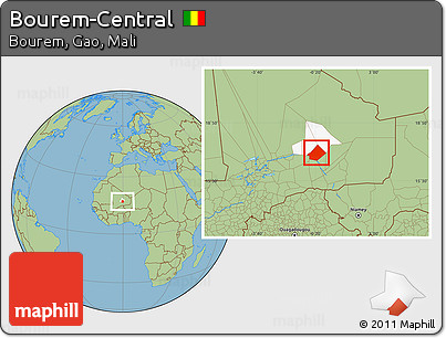Savanna Style Location Map of Bourem-Central, highlighted parent region