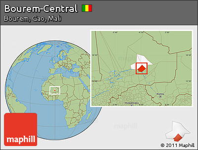 Savanna Style Location Map of Bourem-Central, highlighted parent region