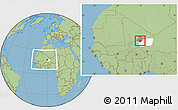 Savanna Style Location Map of Bourem-Central, highlighted parent region, highlighted grandparent region, within the entire country