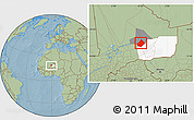 Savanna Style Location Map of Bourem-Central, highlighted parent region, highlighted grandparent region, hill shading