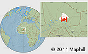 Savanna Style Location Map of Bourem-Central, highlighted parent region, hill shading