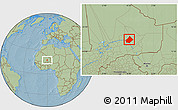 Savanna Style Location Map of Bourem-Central, hill shading