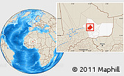 Shaded Relief Location Map of Bourem-Central, highlighted grandparent region