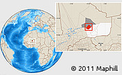 Shaded Relief Location Map of Bourem-Central, highlighted parent region, highlighted grandparent region