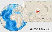 Shaded Relief Location Map of Bourem-Central, highlighted parent region