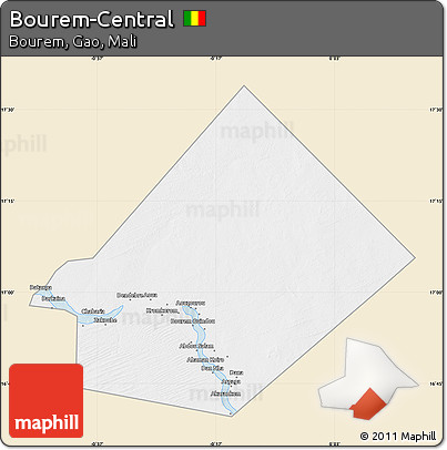 Classic Style Map of Bourem-Central, single color outside