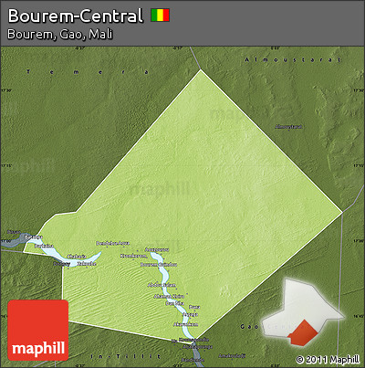 Physical Map of Bourem-Central, darken