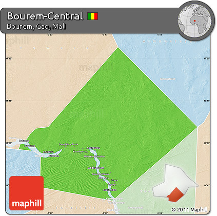 Political Map of Bourem-Central, lighten