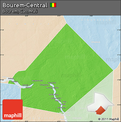 Political Map of Bourem-Central, lighten