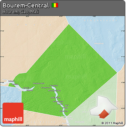 Political Map of Bourem-Central, lighten