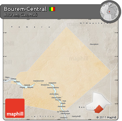 Satellite Map of Bourem-Central, semi-desaturated