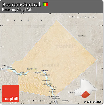 Satellite Map of Bourem-Central, semi-desaturated