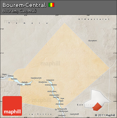 Satellite Map of Bourem-Central, semi-desaturated