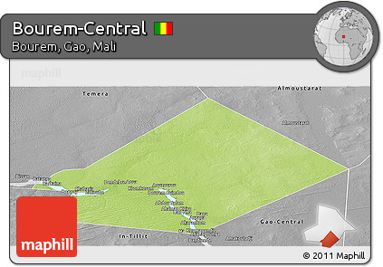 Physical Panoramic Map of Bourem-Central, desaturated