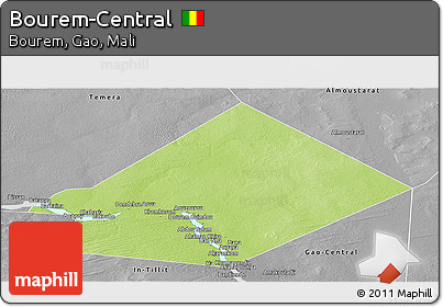 Physical Panoramic Map of Bourem-Central, desaturated