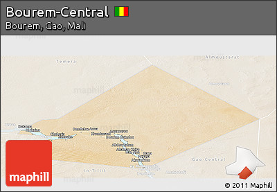 Satellite Panoramic Map of Bourem-Central, lighten