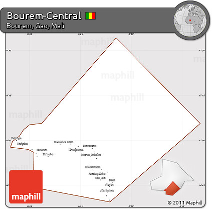 Classic Style Simple Map of Bourem-Central, cropped outside