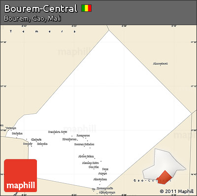 Classic Style Simple Map of Bourem-Central