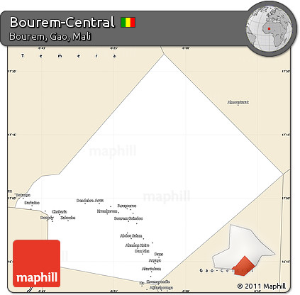Classic Style Simple Map of Bourem-Central